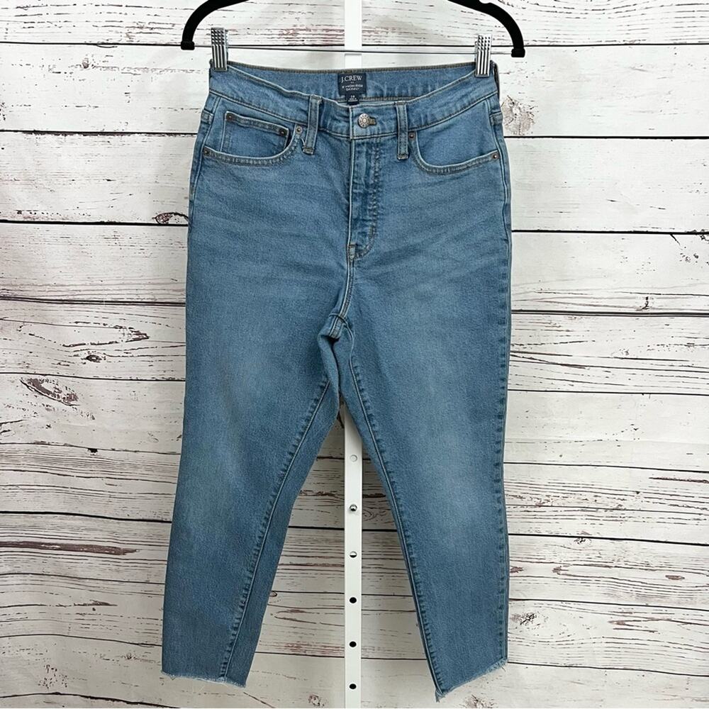 J. Crew 10” High Rise Raw Hem Skinny  Blue Jeans Size 28